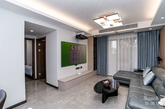 95㎡三居，客餐廳之間打造工作區(qū)，將生活與工作和諧結(jié)合